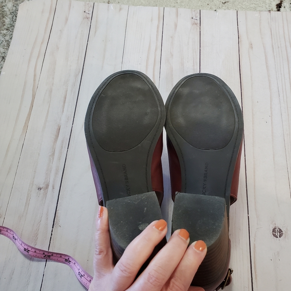 Lucky Brand Burgundy Leather Barimo Open Toe Bootie Size 7.5 - Picture 5 of 16
